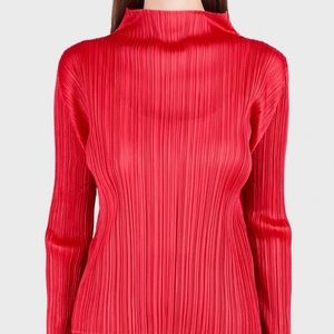 Issey Miyake Pleats Please Red long sleeve top